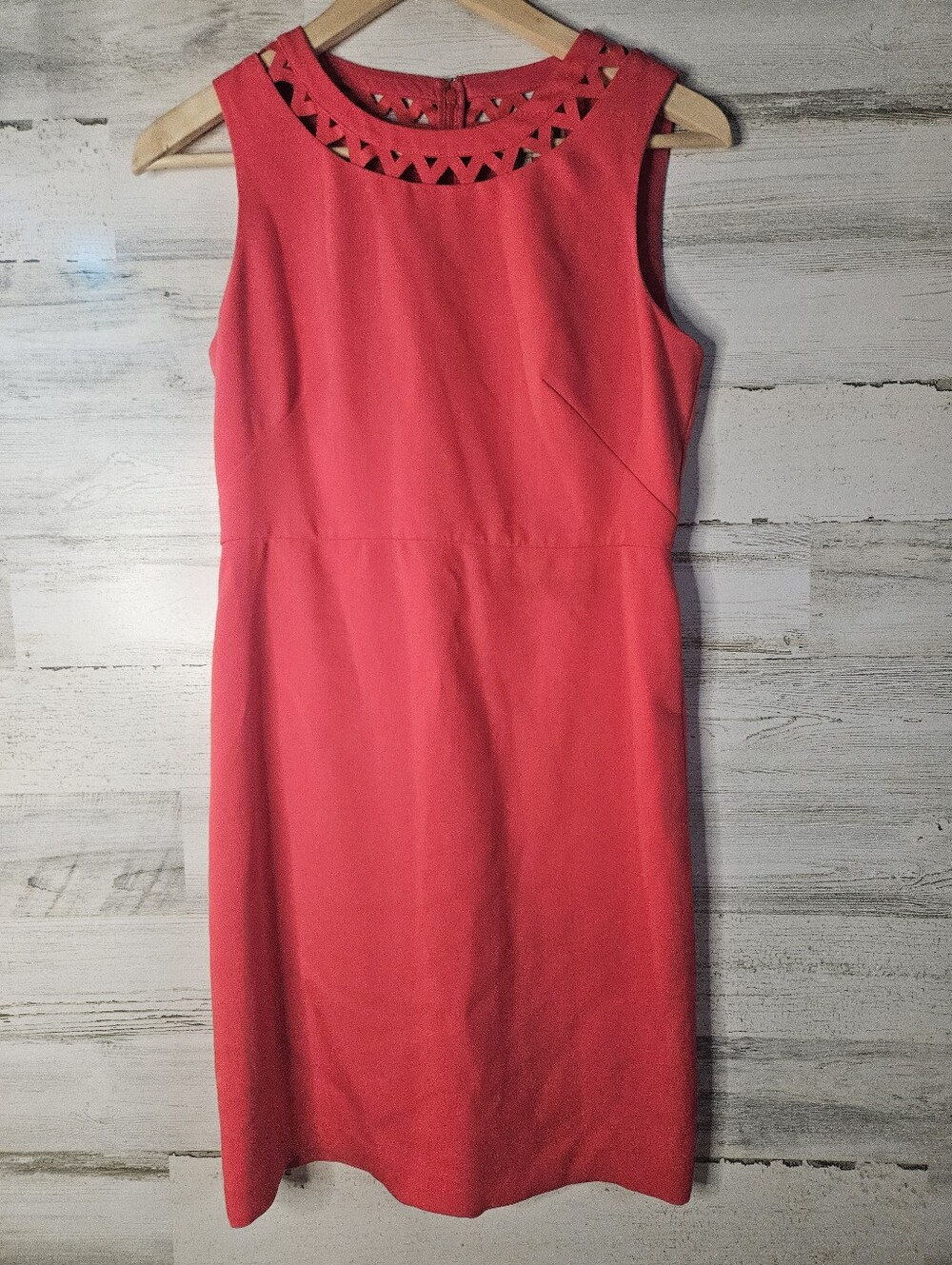 LOFT Red Midi Dress Fancy Collar Business Casual Womens Size 0